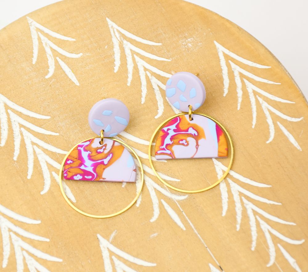 Sculpey Premo™ Funky Mokume Gane and Terrazzo Earrings