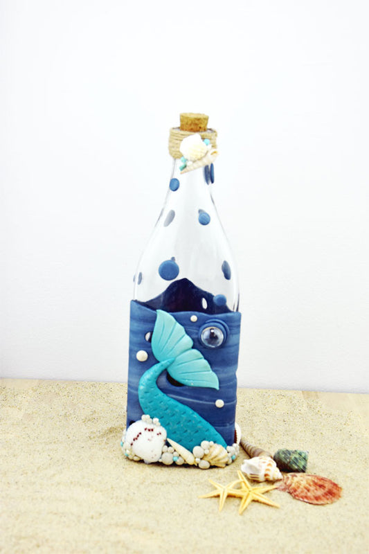 Sculpey III Mixed Media Mermaid Themed Bottle