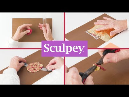 Sculpey Soufflé™ Cabernet and Gold Leaf Stencil Earrings