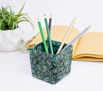 Faux Malachite Pencil Jar