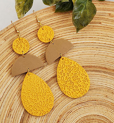 Sculpey Soufflé™ Ochre Color Block Earrings