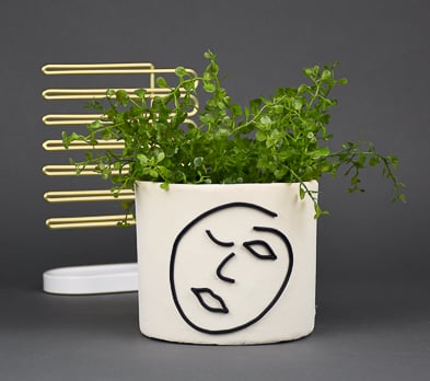 abstract face plant pot Original Sculpey Abstract Face Planter