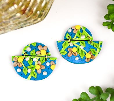 Finished professional polymer clay design for jewelry or home decor.