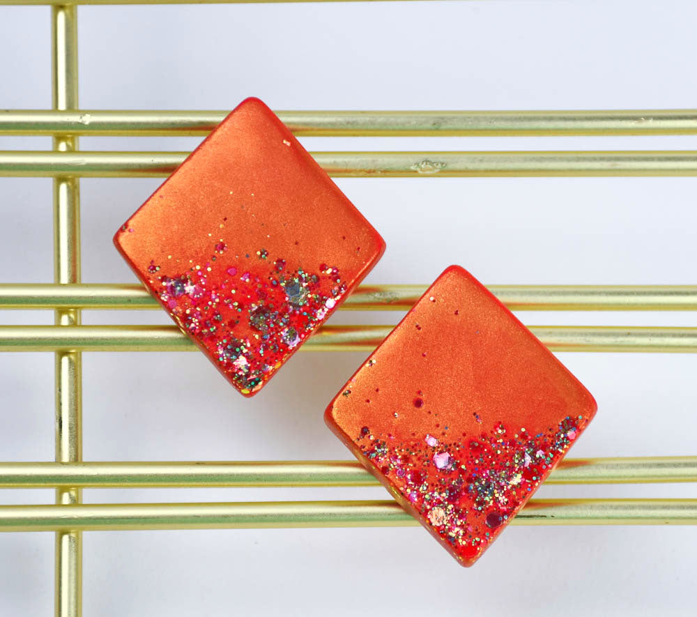 Final image for Sculpey Premo™ Sparkling Rhombus Post Earrings