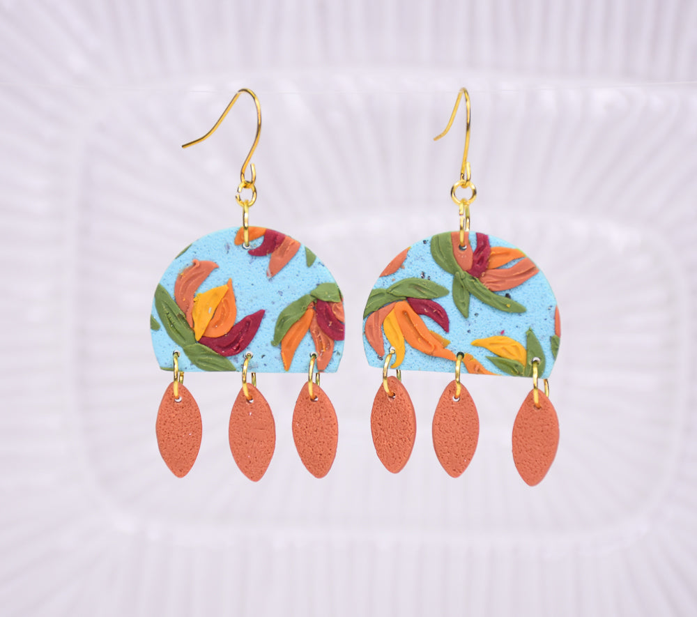 final image for Sculpey Premo™ Floral Slab Terra Cotta Earrings