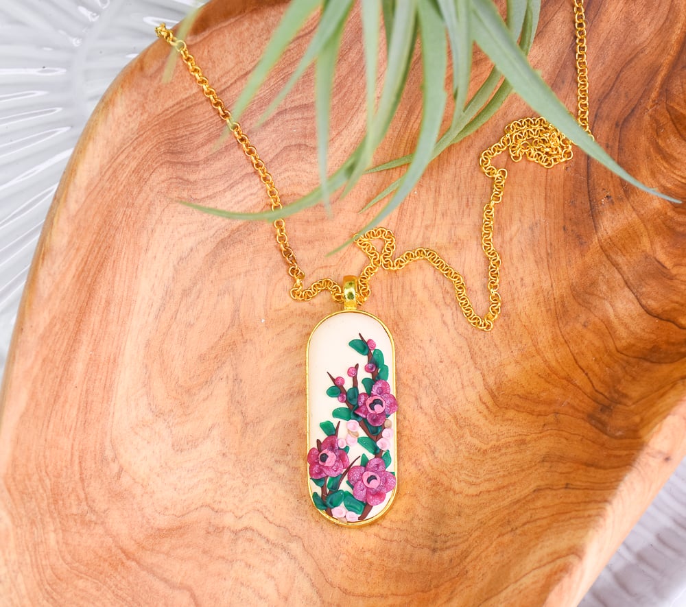 Decorative polymer clay finished piece in a vibrant professional finish.