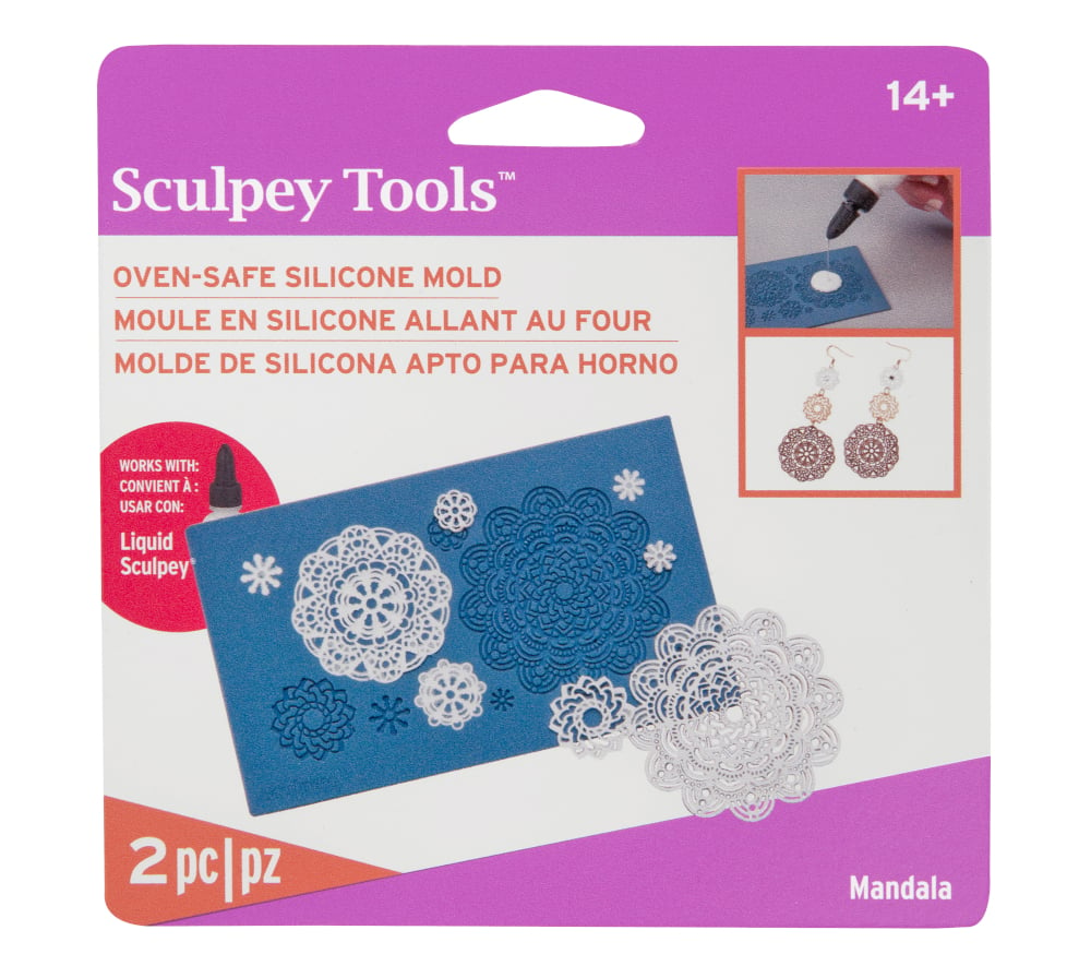 Liquid Sculpey Silicone Bakeable Mold W/Squeegee Mandala - Poly Clay Play