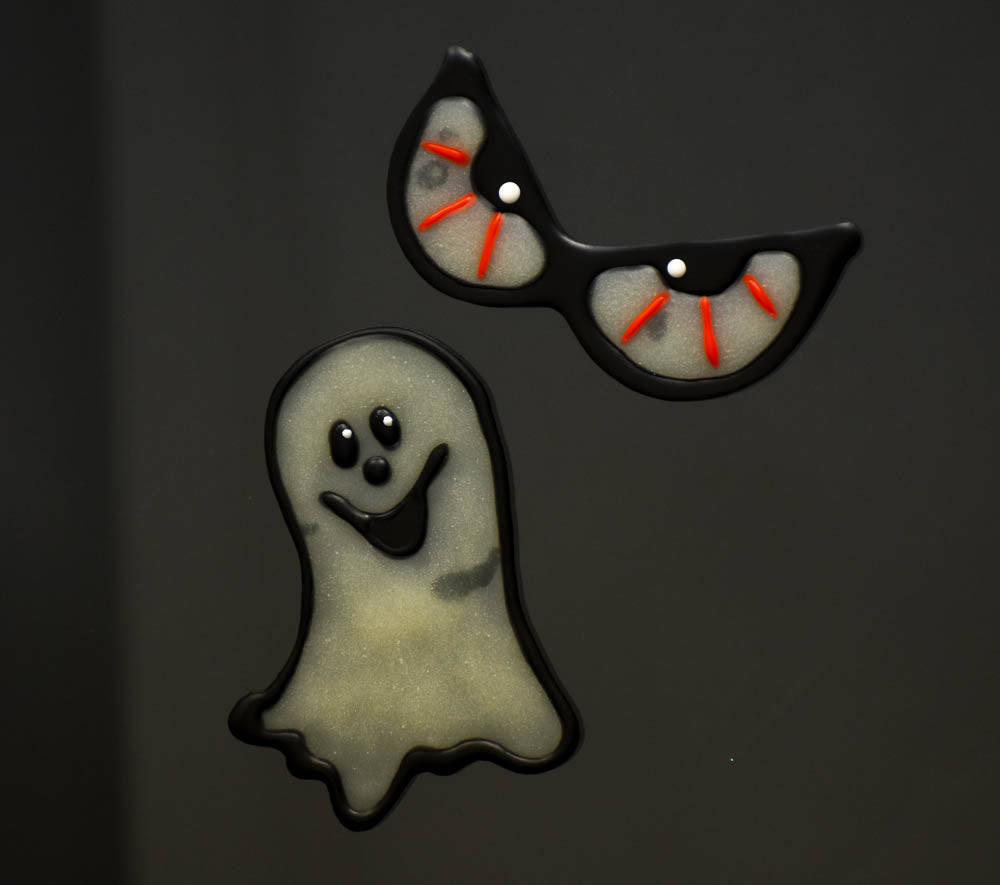 Liquid Sculpey® Spooky Window Clings in regular daylight