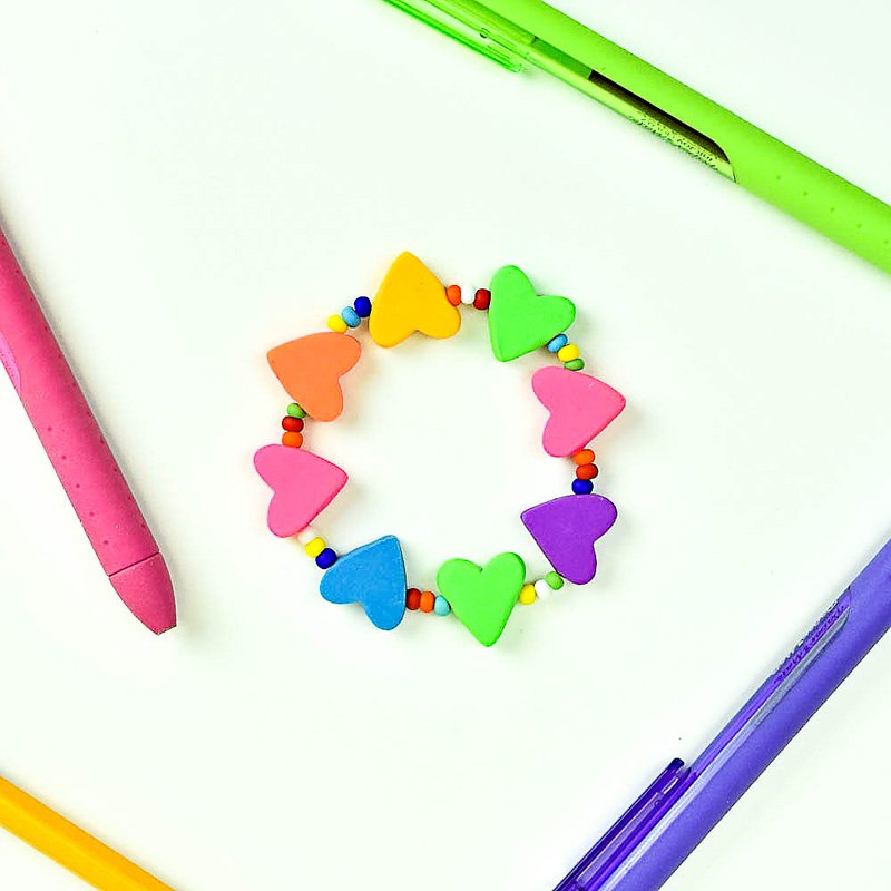 Sculpey Bake Shop® Eraser Clay Colorful Hearts Charm Bracelet