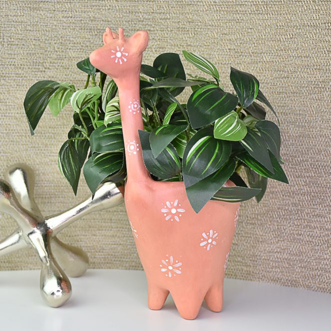 giraffe succulent planter Sculpey Model Air Clay Terra Cotta Giraffe Planter