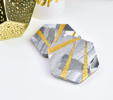 Sculpey Premo™ Granite & Gold Coasters, Set of 2
