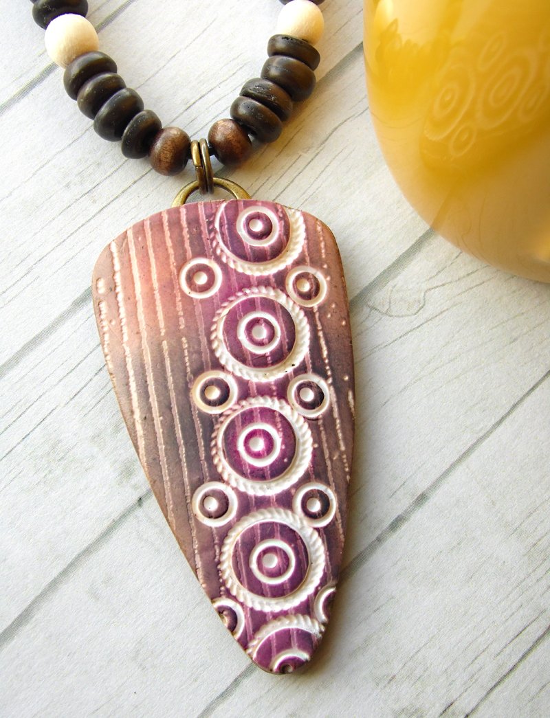 Premo! Ink and Textured Veneer Pendant