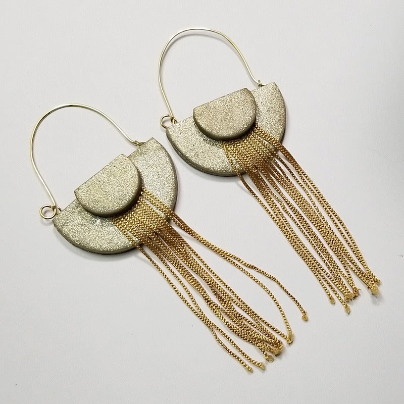 glitter premo art deco clay earrings