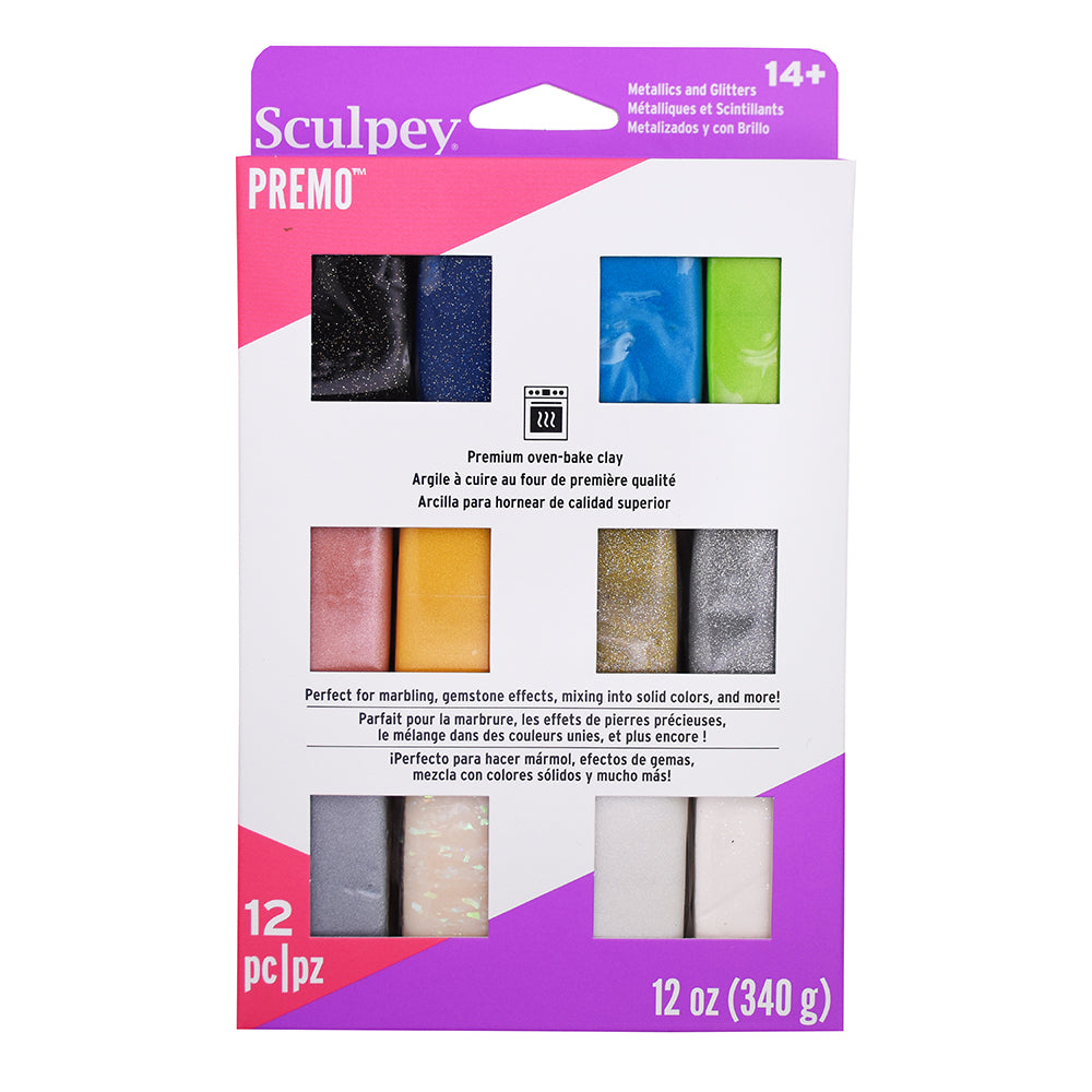 Sculpey Premo™ 12 Piece Metallics and Glitters Multi-pack