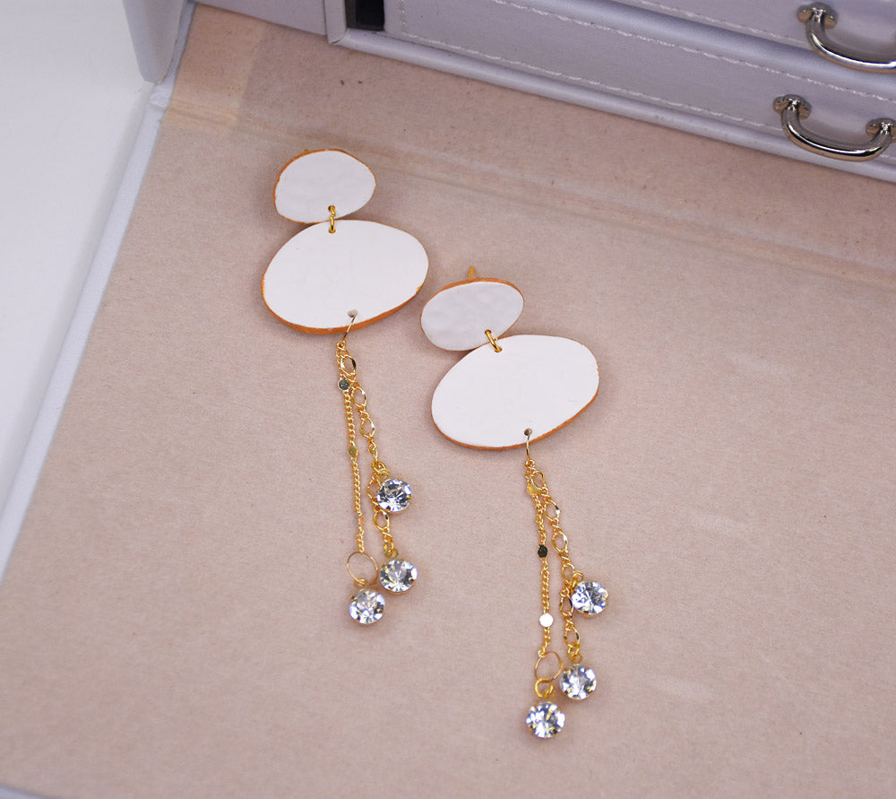 Sculpey Premo™  White Oval Earrings