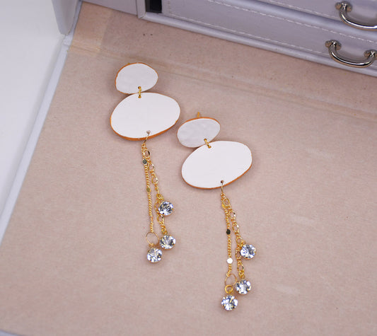 Sculpey Premo™  White Oval Earrings