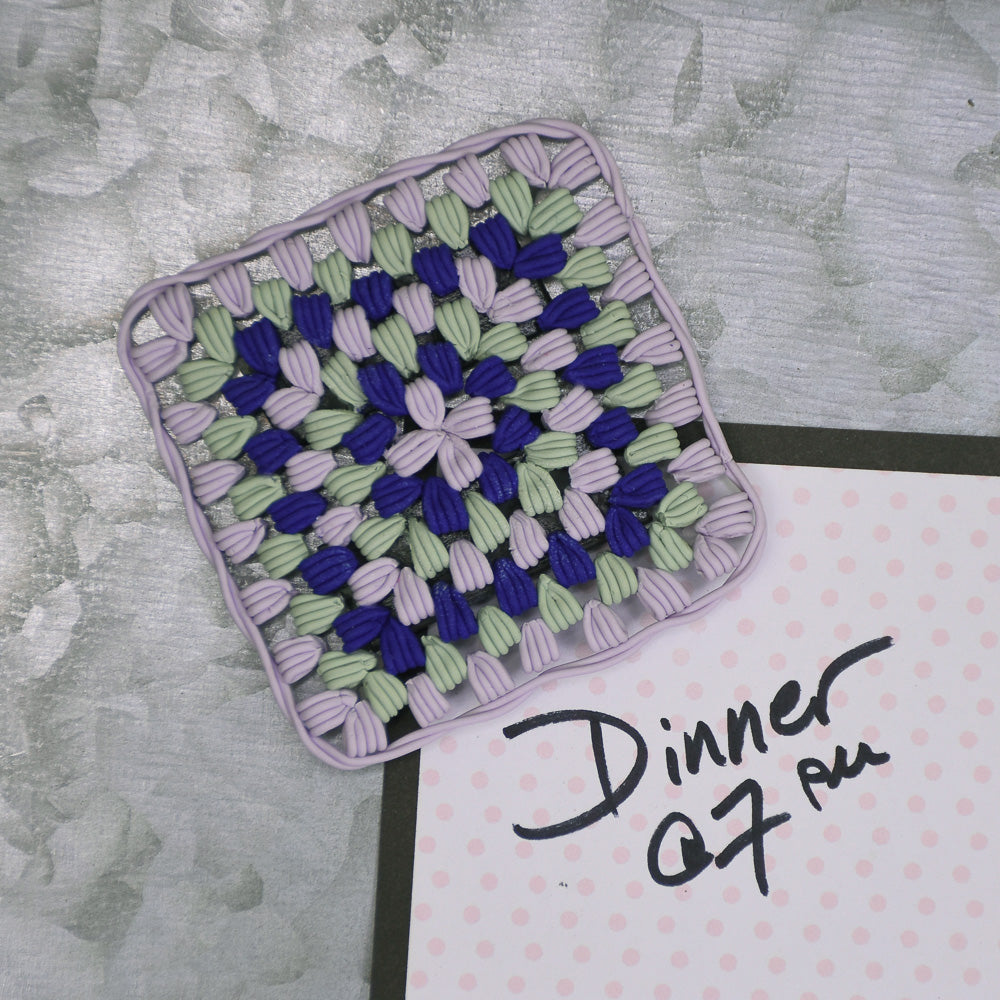 Sculpey Soufflé™ and Sculpey Premo™ Faux Granny Square Magnets