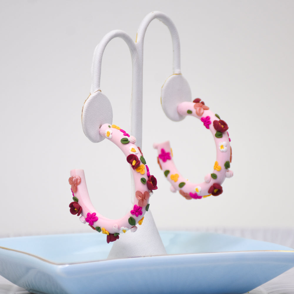 Sculpey Soufflé™ Magenta Floral Party Hoops