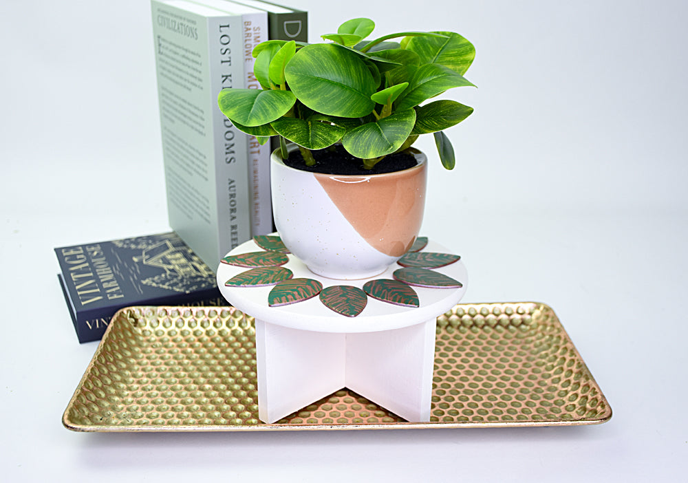 Sculpey Premo™ Rose Gold Leaf Embellished Plant Stand
