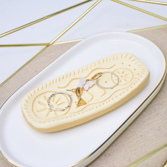 Sculpey Premo™  Butter Yellow Carved Boat Shaped Trinket Dish