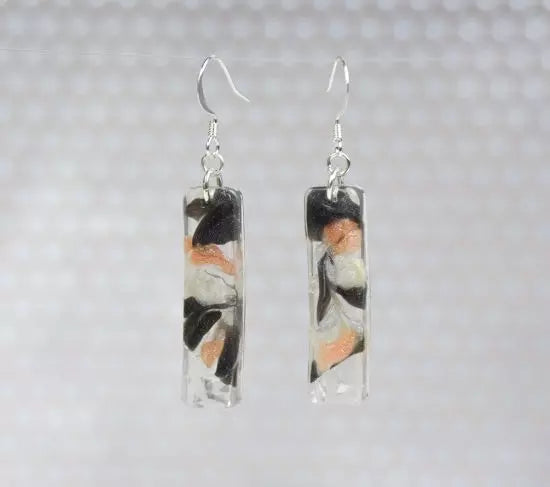 Liquid Sculpey® Marbled Charcoal Metallic Earrings