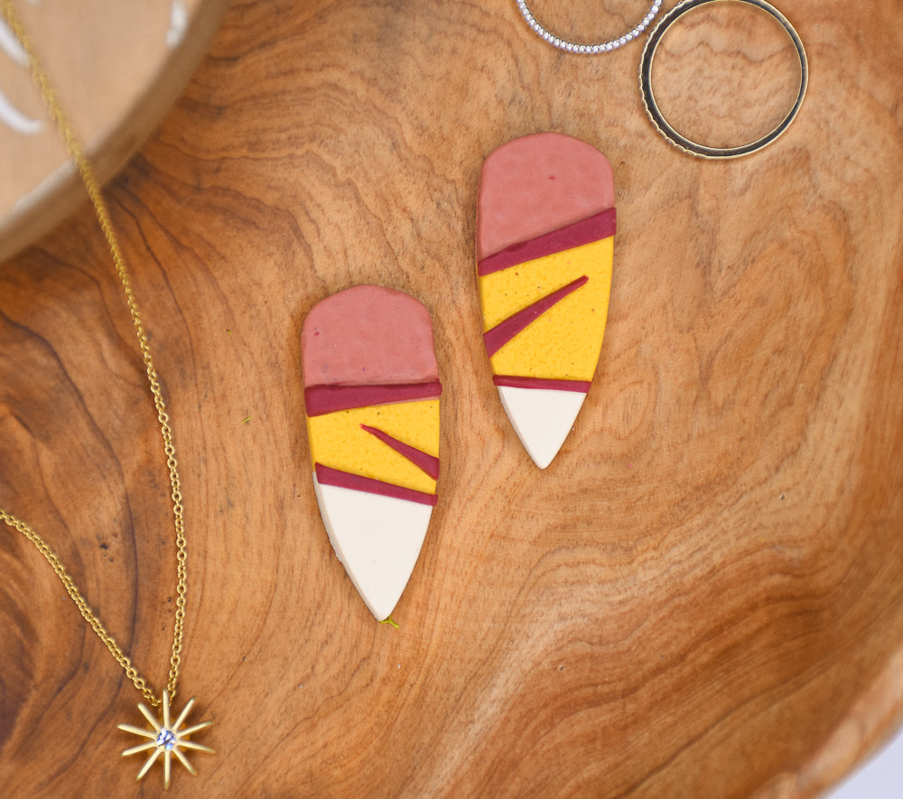 Sculpey Soufflé™ Color Blocked Dagger Earrings