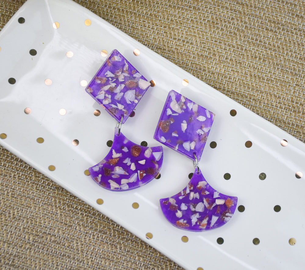 Premo™ Sculpey and Liquid Sculpey® Polished Terrazzo Earrings