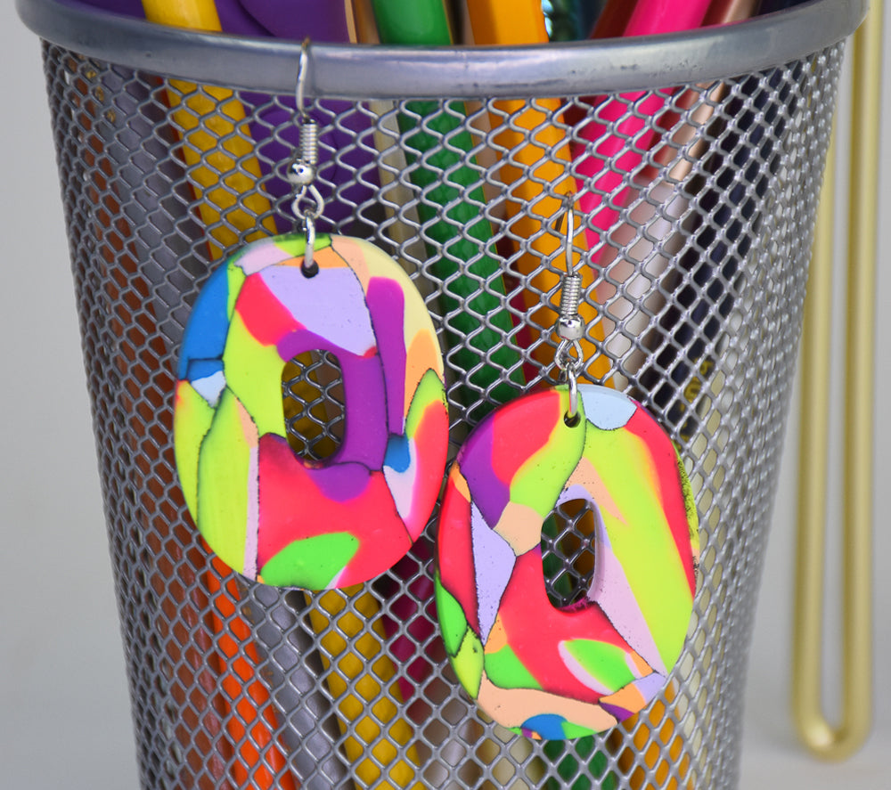 Sculpey Premo™ and Sculpey Soufflé™ Neon Marbled Earrings