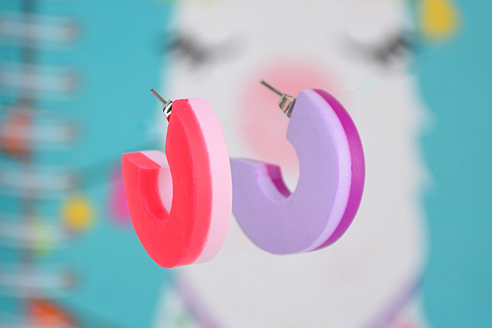 Sculpey Premo™ Color Blocked Huggie Earrings