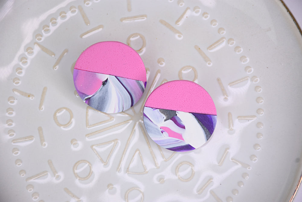 Sculpey Premo™ and Soufflé™ Color Blocked Earrings