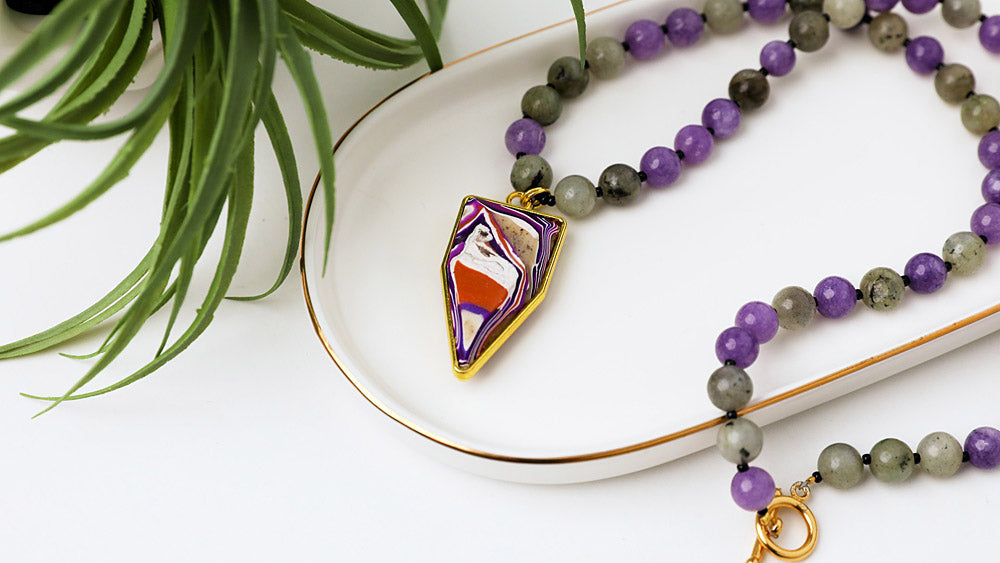 Sculpey Premo™ Faux Stone Pendant with Stone Necklace