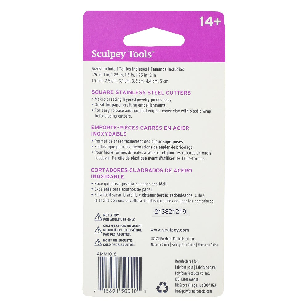 Sculpey Tools™ Cutters: Square, 6 pc