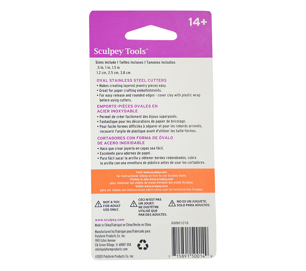 Sculpey Tools™ Cutters: Irregular Oval, 3 pc