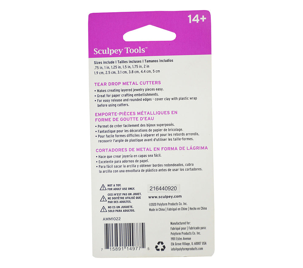 Sculpey Tools™ Graduated Cutters: Tear Drop, 6 pc