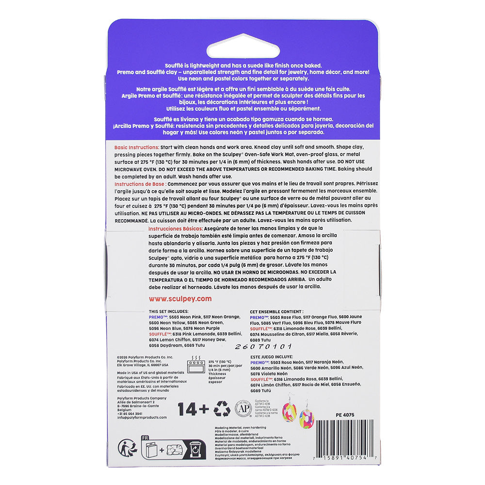 Sculpey Premo™ & Soufflé™ Neons & Pastels Multi-Pack 12 pc
