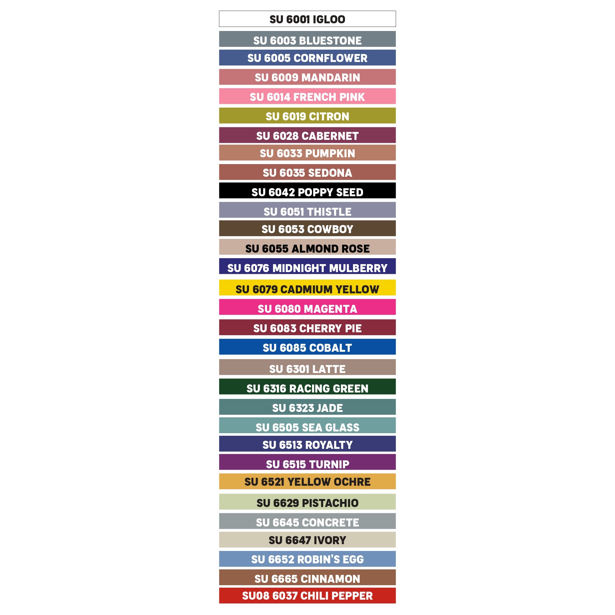 Souffle Color chart