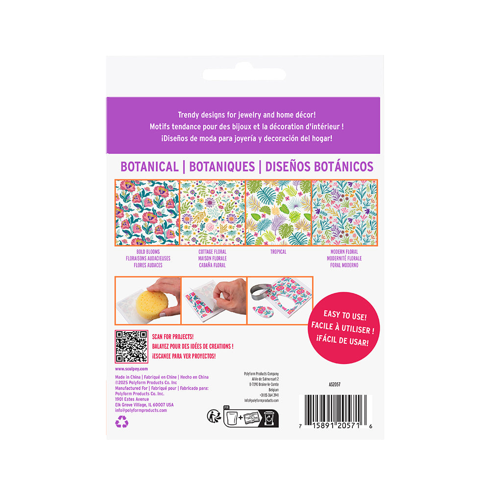 Sculpey Clay Transfers - Botanical