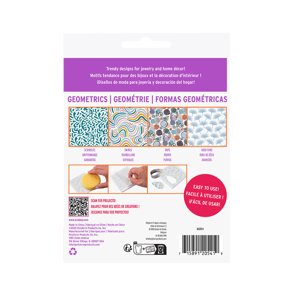 Sculpey Clay Transfers - Geometric