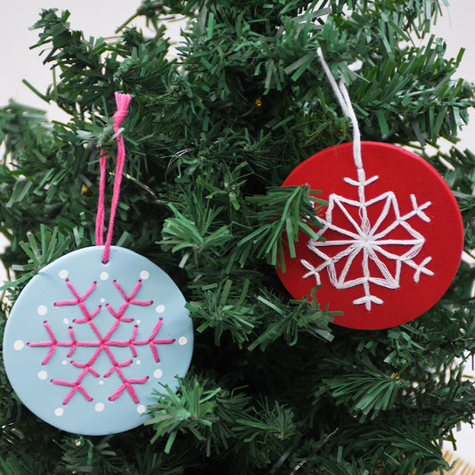 Sculpey Soufflé™ Embroidered Snowflake Ornaments