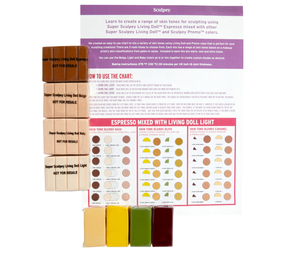 Super Sculpey Living Doll Skin Tone Mixing Set