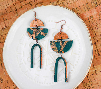 Forest Green Coppered Earrings