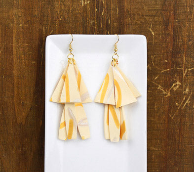 Sculpey Soufflé™ Ivory Geometric 2 Tier Earrings