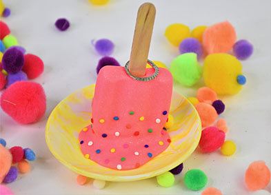 Pink and Yellow Popsicle Trinket Dish with rainbow sprinkles