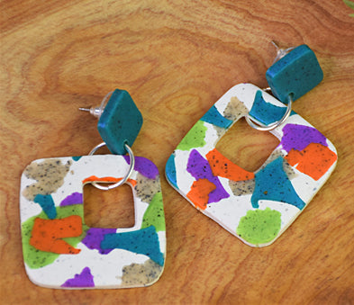 Sculpey Premo™ Granite Terrazzo Slab Earrings