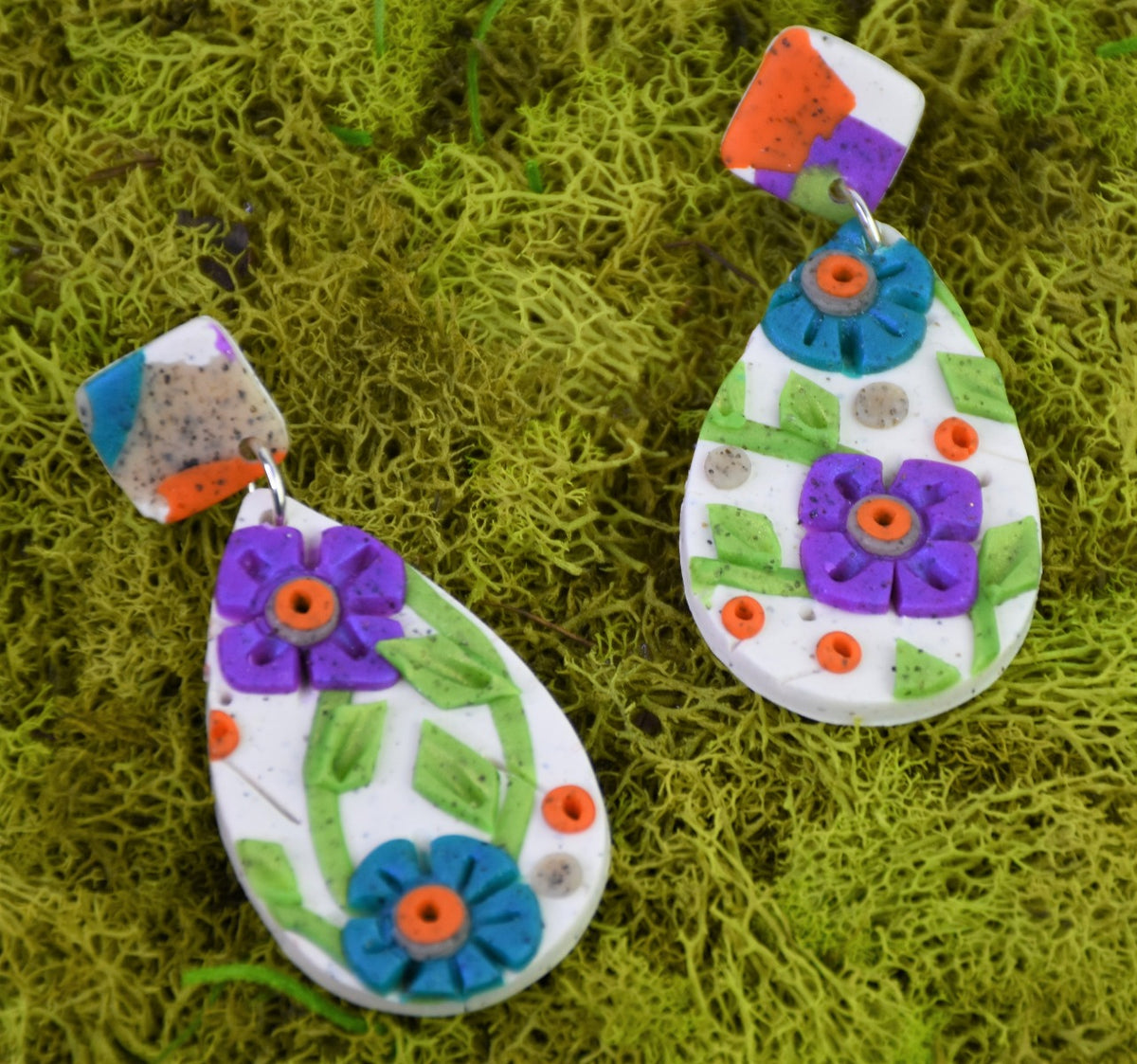 Sculpey Premo™ Granite Floral Slab Earrings