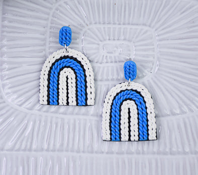 Blue and White Rainbow shaped earrings