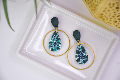 Faux Malachite earrings made with Liquid Sculpey
