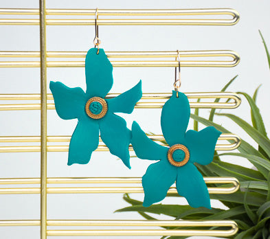 Sculpey Premo™ Teal 3D Floral Earrings