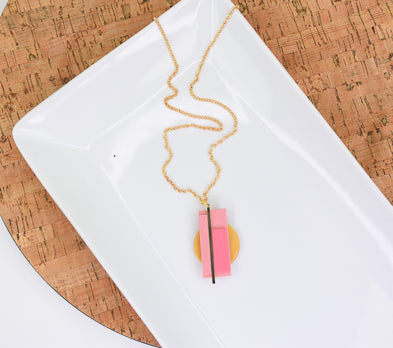 Sculpey Soufflé™ French Pink Color Blocked Necklace