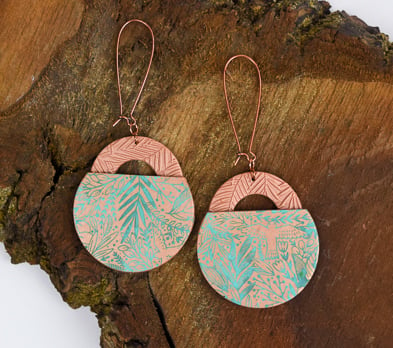 designer photo for Sculpey Premo™ Copper “Pocketbook” Earrings